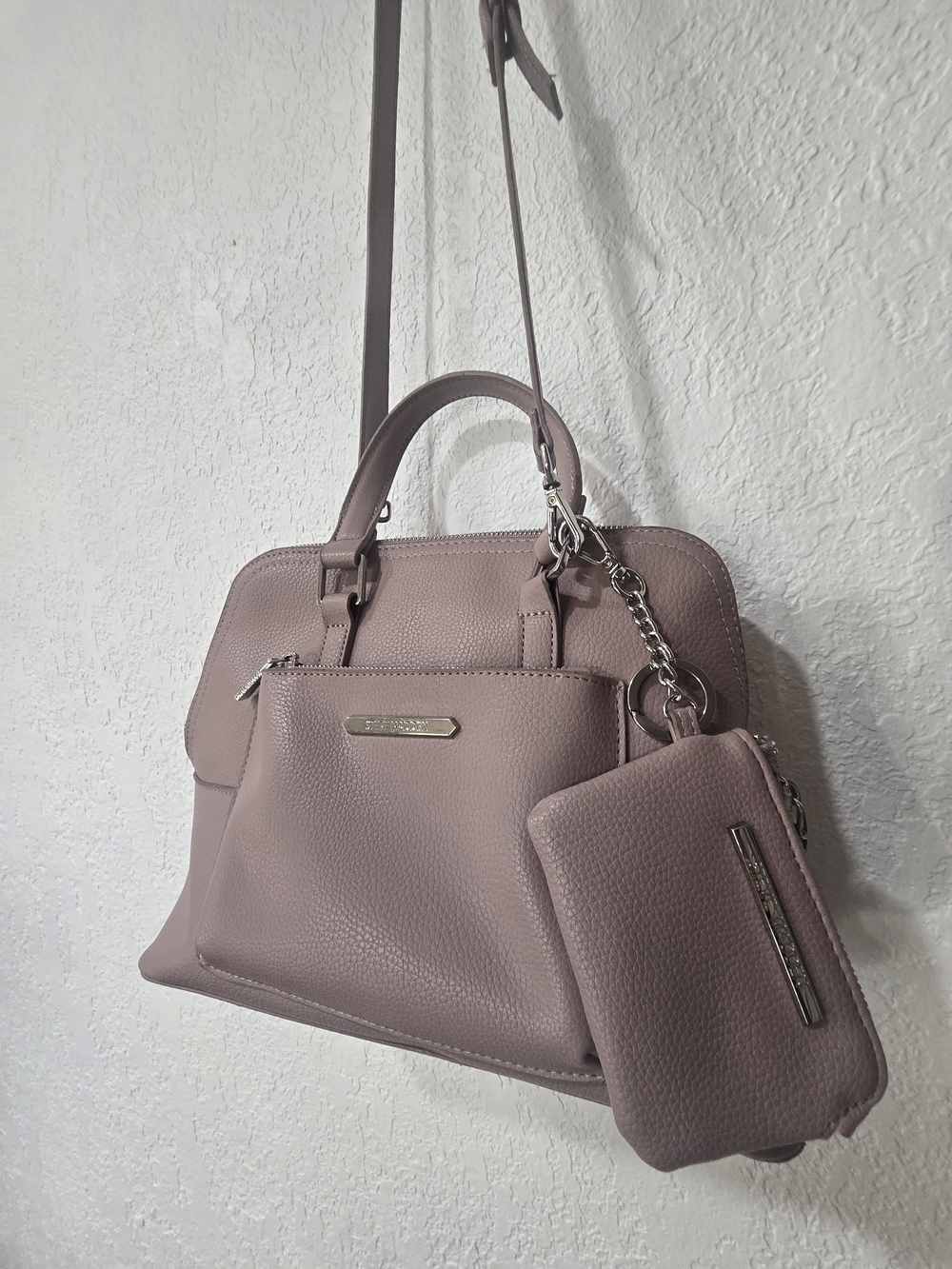 Steve Madden Dusty Rose Pebbled Strap/Handle Purse w/ Silver Hardware